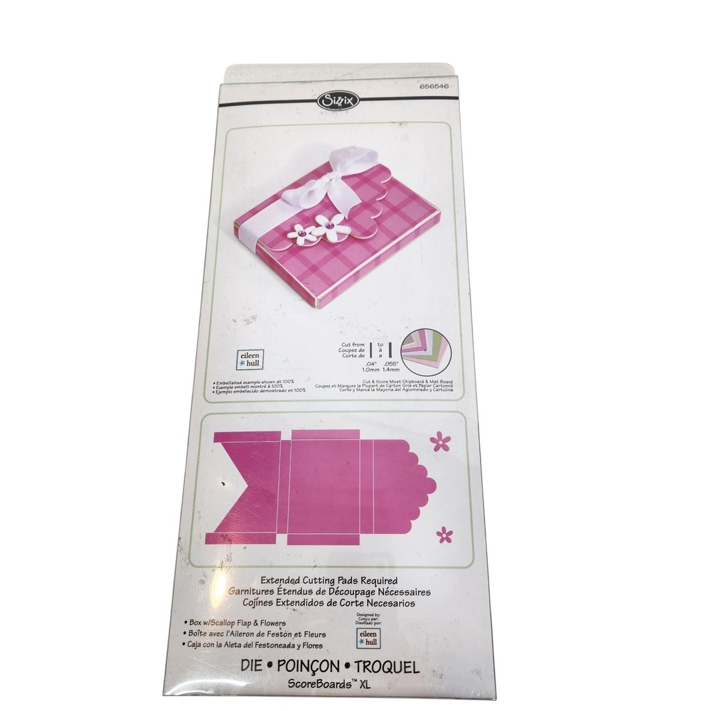 Sizzix ScoreBoards XL Box Scallop Flap Flowers Die 656546 Cardmaking Scrapbook